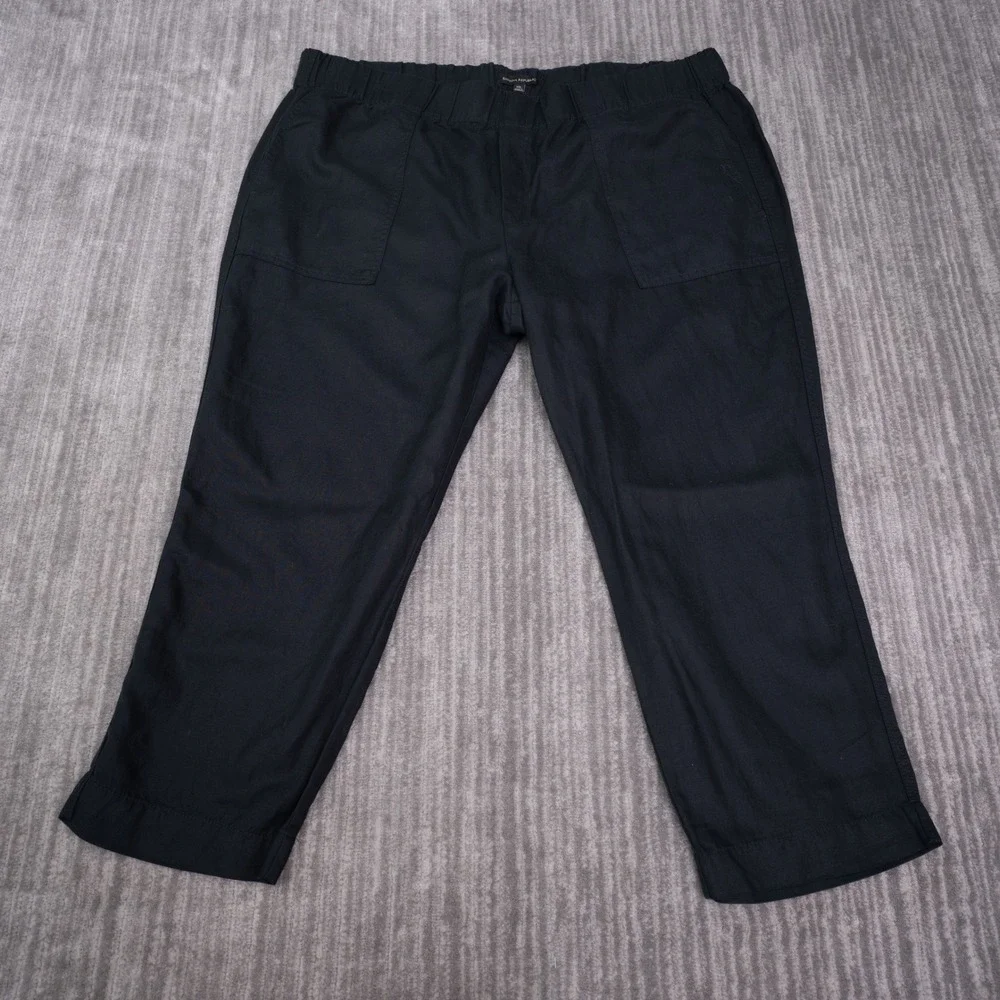 Banana Republic Pants Womens XXL Black New No Tag Linen Blend Elastic Waist